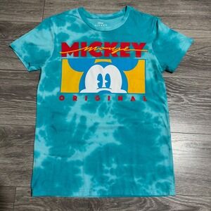 Disney Mickey Mouse Tie Dye Graphic T Shirt Teal Blue Men's Small S Original